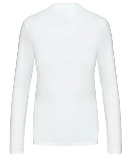 K382 - Dames t-shirt V-hals lange mouwen White
