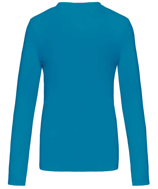 K382 - Dames t-shirt V-hals lange mouwen Tropical Blue