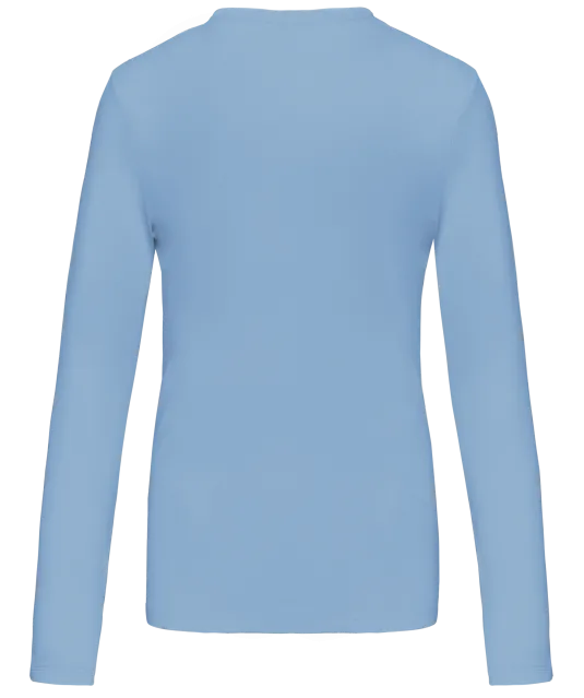 K382 - Dames t-shirt V-hals lange mouwen Sky Blue