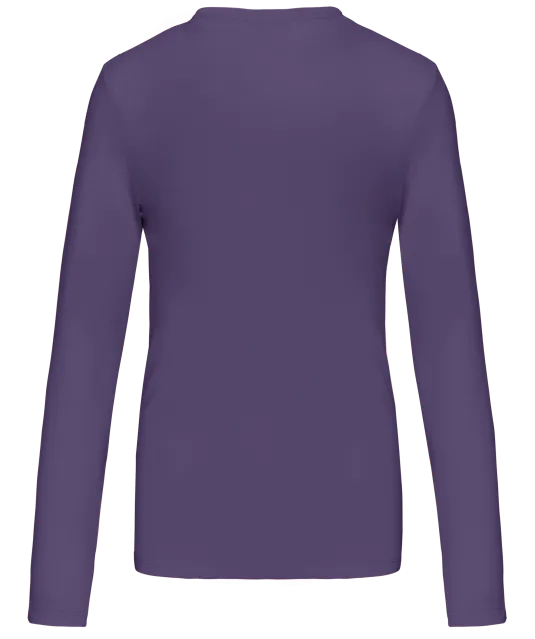 K382 - Dames t-shirt V-hals lange mouwen Purple