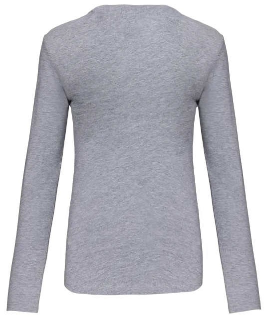 K382 - Dames t-shirt V-hals lange mouwen Oxford Grey
