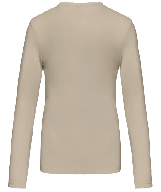 K382 - Dames t-shirt V-hals lange mouwen Light Sand