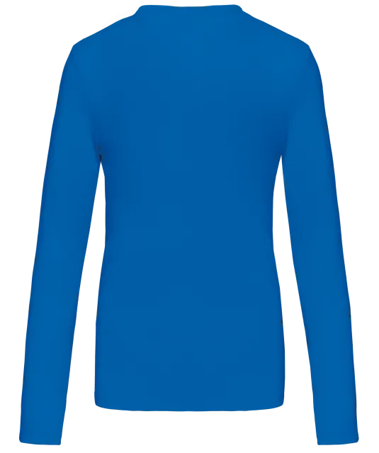K382 - Dames t-shirt V-hals lange mouwen Light Royal Blue