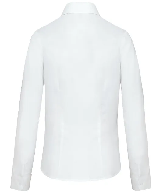 K534 - Dames Oxford blouse lange mouwen White