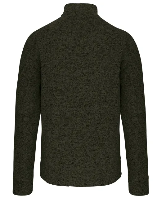 K9106 - Heather herenvest met rits Dark Khaki Melange