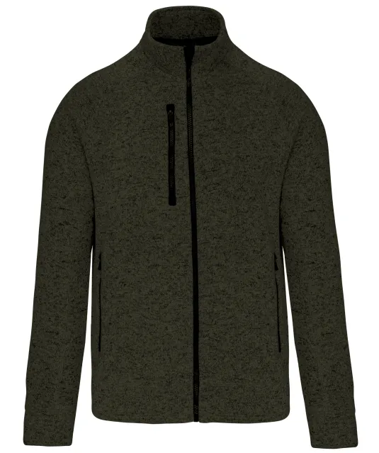 K9106 - Heather herenvest met rits Dark Khaki Melange