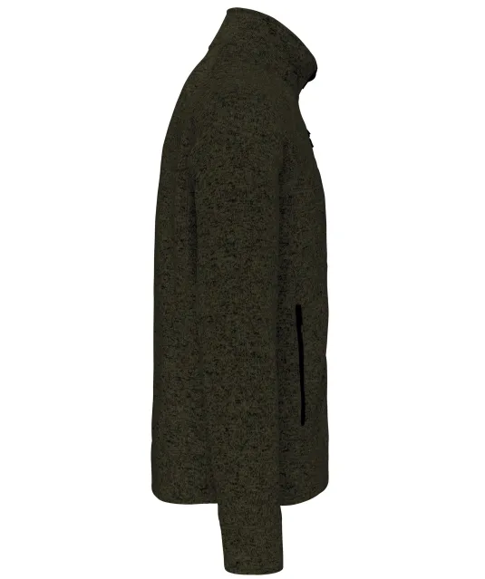 K9106 - Heather herenvest met rits Dark Khaki Melange
