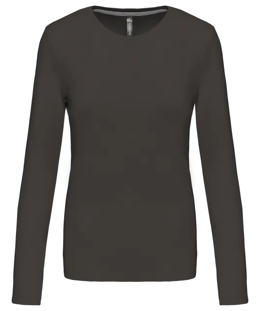 K383 - Dames T-shirt ronde hals lange mouwen Dark Grey