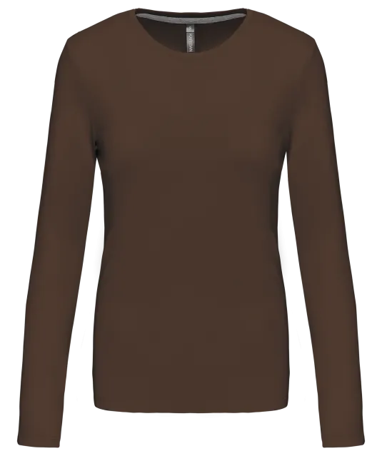 K383 - Dames T-shirt ronde hals lange mouwen Chocolate