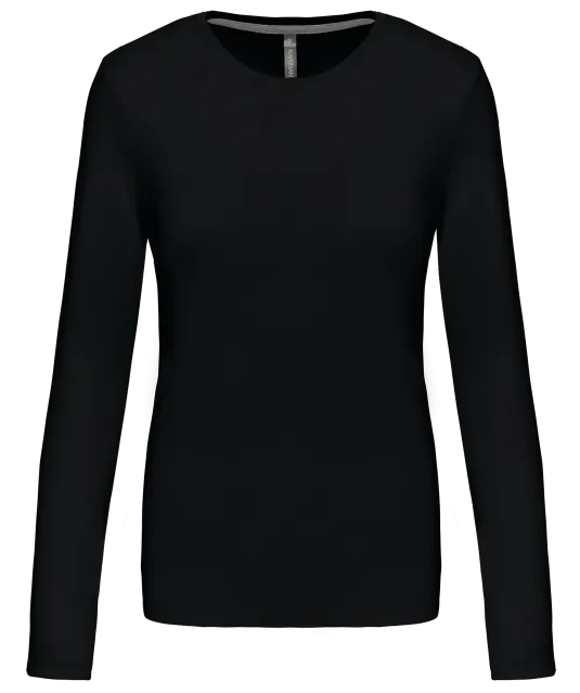 K383 - Dames T-shirt ronde hals lange mouwen Black