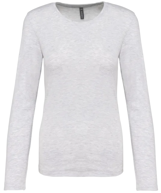 K383 - Dames T-shirt ronde hals lange mouwen Ash Heather