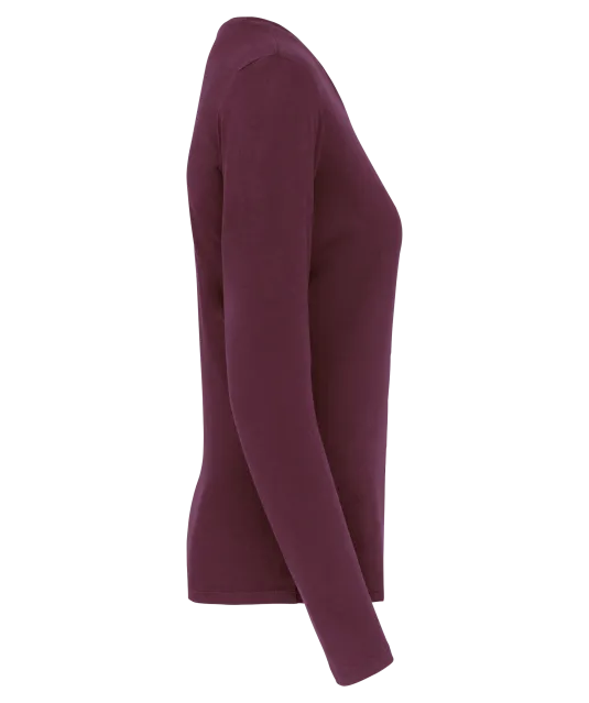 K383 - Dames T-shirt ronde hals lange mouwen Wine