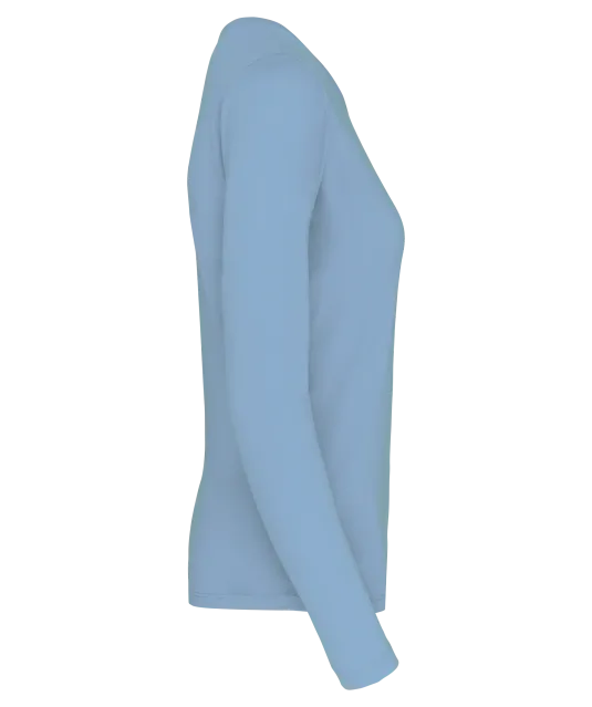 K383 - Dames T-shirt ronde hals lange mouwen Sky Blue