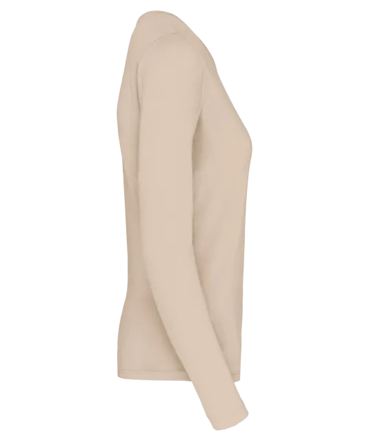 K383 - Dames T-shirt ronde hals lange mouwen Light Sand