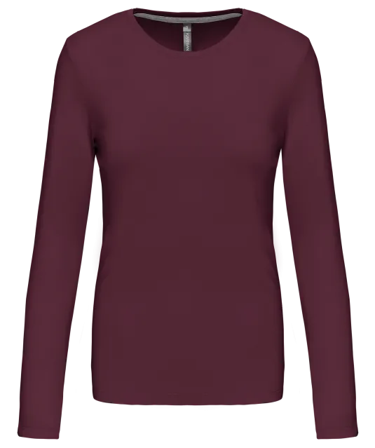 K383 - Dames T-shirt ronde hals lange mouwen Wine