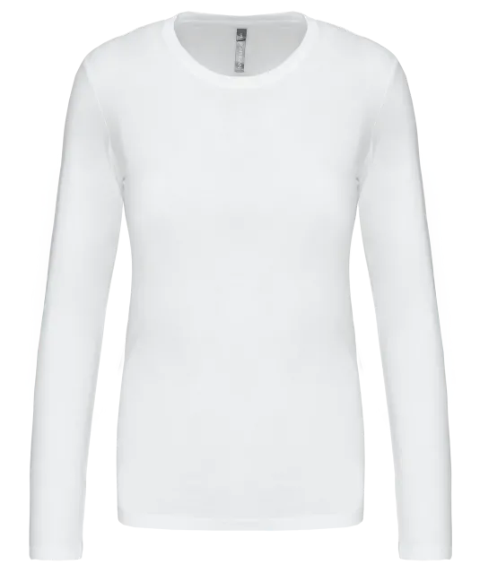 K383 - Dames T-shirt ronde hals lange mouwen White