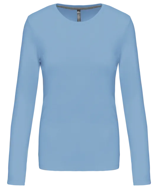 K383 - Dames T-shirt ronde hals lange mouwen Sky Blue