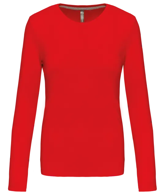 K383 - Dames T-shirt ronde hals lange mouwen Red