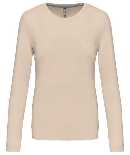 K383 - Dames T-shirt ronde hals lange mouwen Light Sand