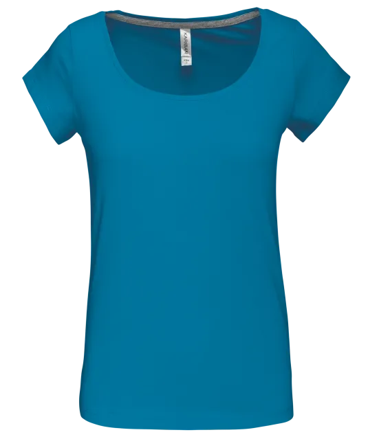 K384 - Dames-t-shirt korte mouwen met boothals Tropical Blue