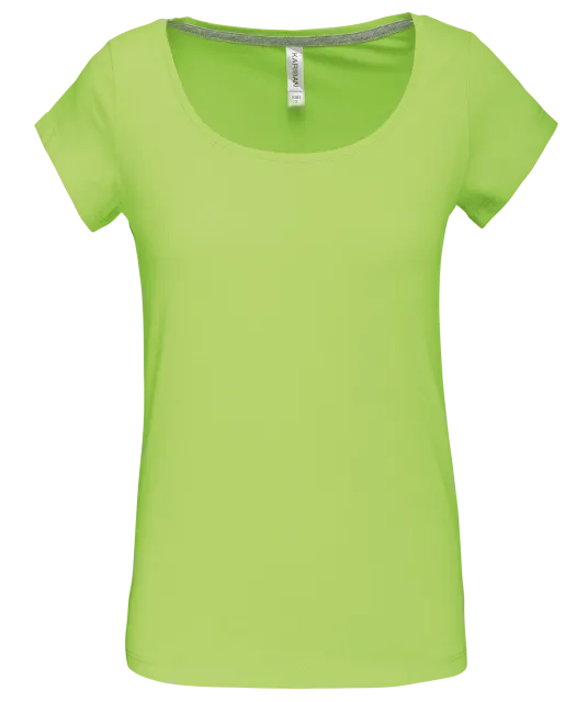 K384 - Dames-t-shirt korte mouwen met boothals Lime