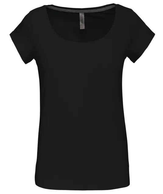 K384 - Dames-t-shirt korte mouwen met boothals Black
