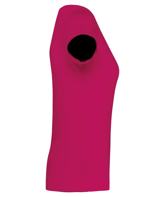 K384 - Dames-t-shirt korte mouwen met boothals Fuchsia