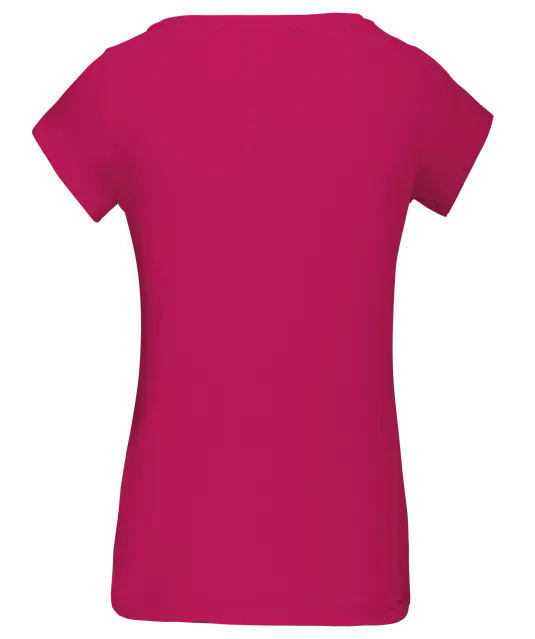 K384 - Dames-t-shirt korte mouwen met boothals Fuchsia