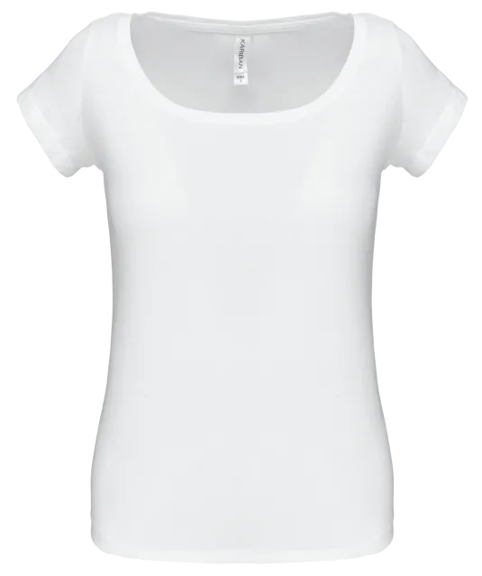 K384 - Dames-t-shirt korte mouwen met boothals White