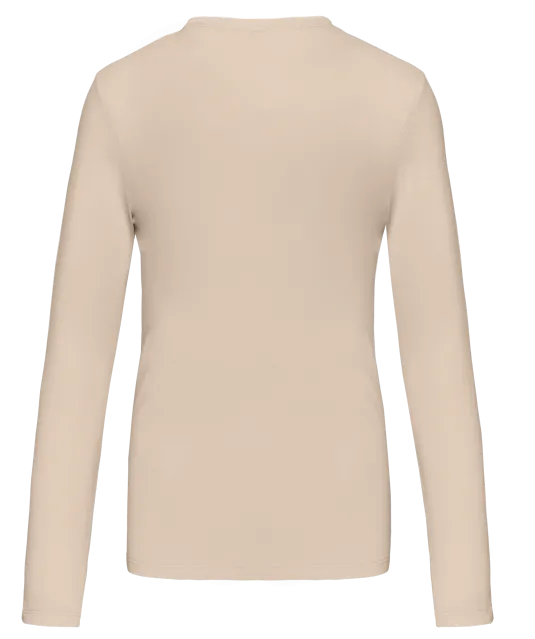 K383 - Dames T-shirt ronde hals lange mouwen Light Sand