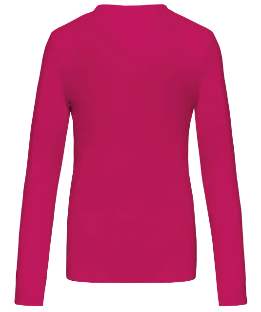 K383 - Dames T-shirt ronde hals lange mouwen Fuchsia