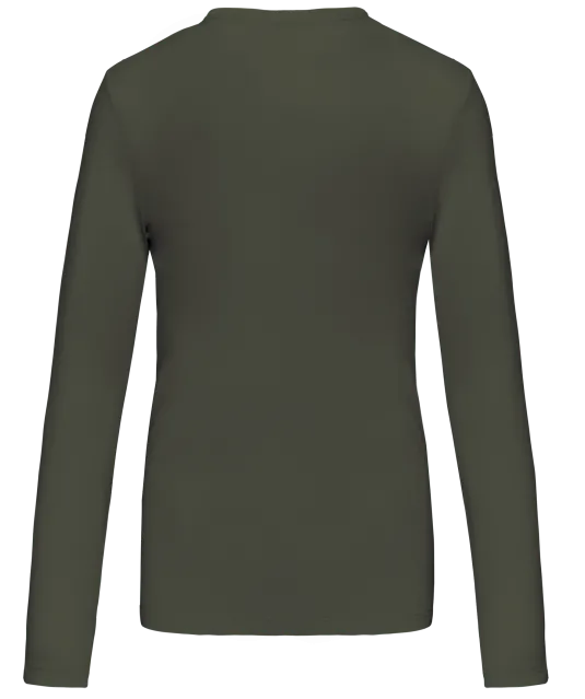 K383 - Dames T-shirt ronde hals lange mouwen Dark Khaki