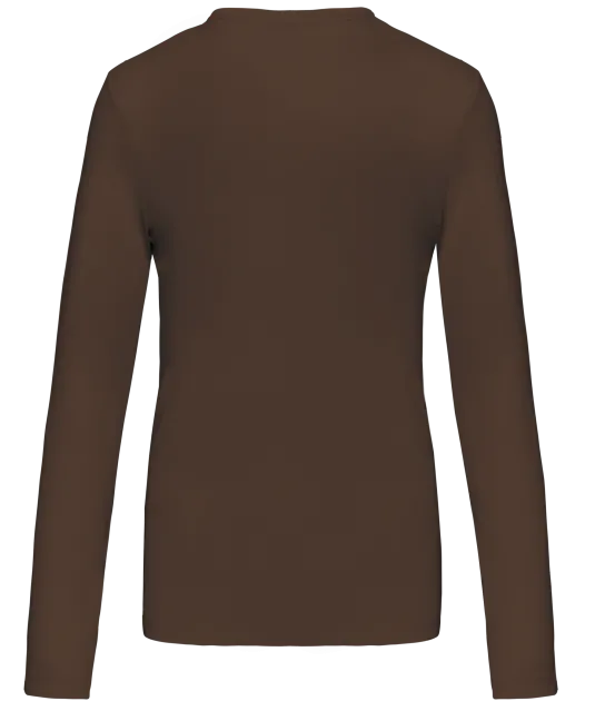 K383 - Dames T-shirt ronde hals lange mouwen Chocolate