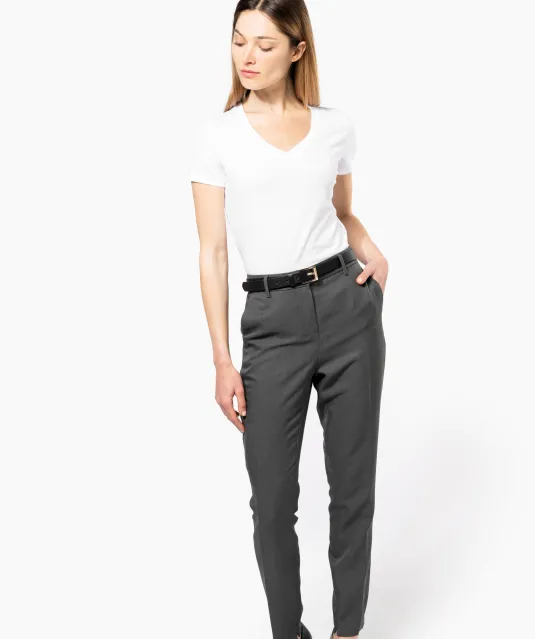 K3003 - Dames-t-shirt Supima® V-hals korte mouwen Black