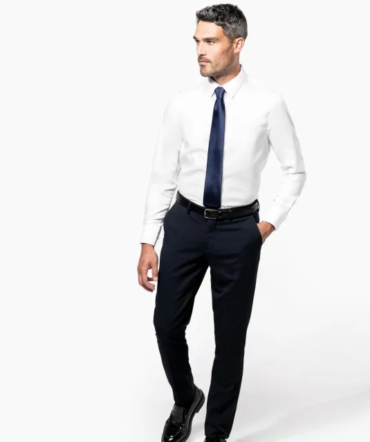 K522 - Getailleerd heren non-iron overhemd lange mouwen White