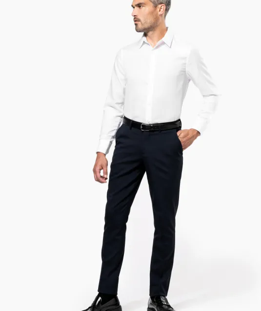 K522 - Getailleerd heren non-iron overhemd lange mouwen White