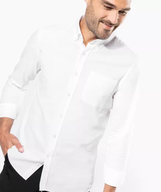 K516 - Heren Oxford overhemd lange mouwen Oxford Blue