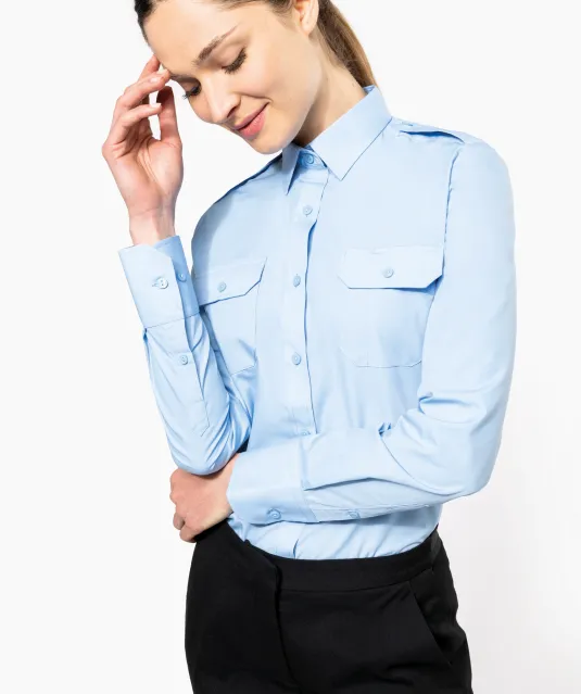 K506 - Damespilootoverhemd lange mouwen White