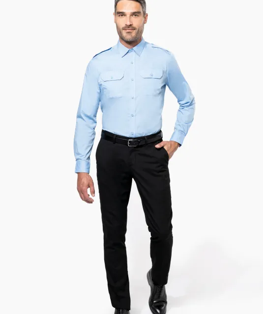 K505 - Herenpilootoverhemd lange mouwen White