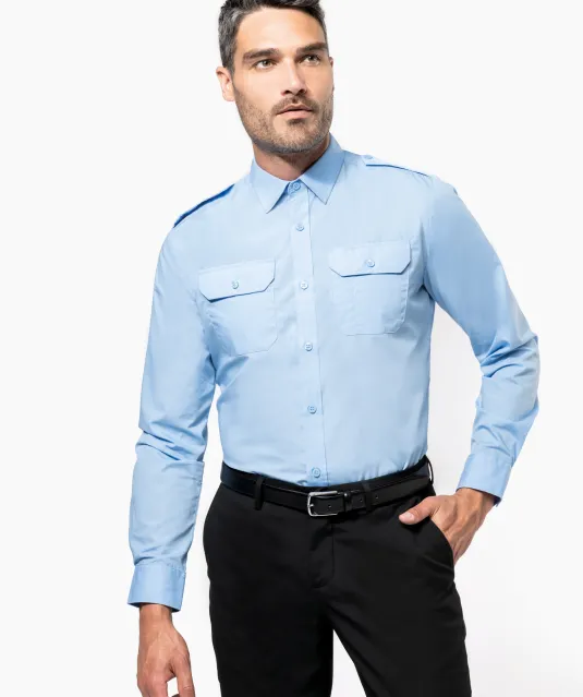 K505 - Herenpilootoverhemd lange mouwen White