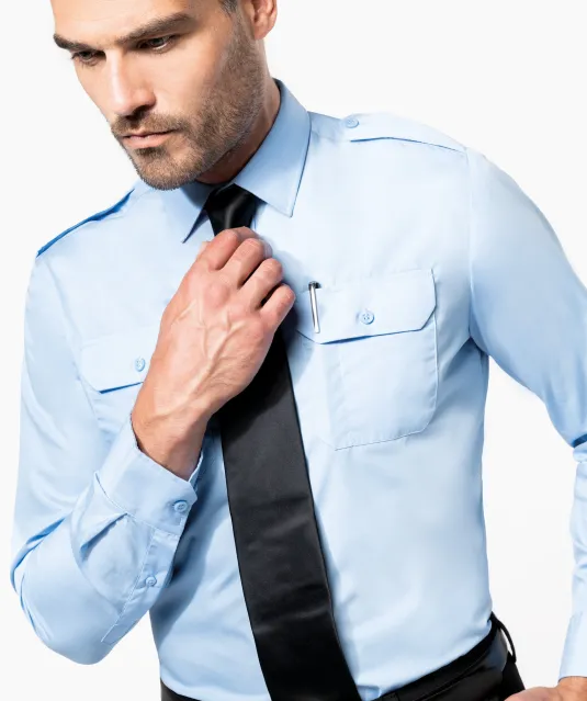 K505 - Herenpilootoverhemd lange mouwen White