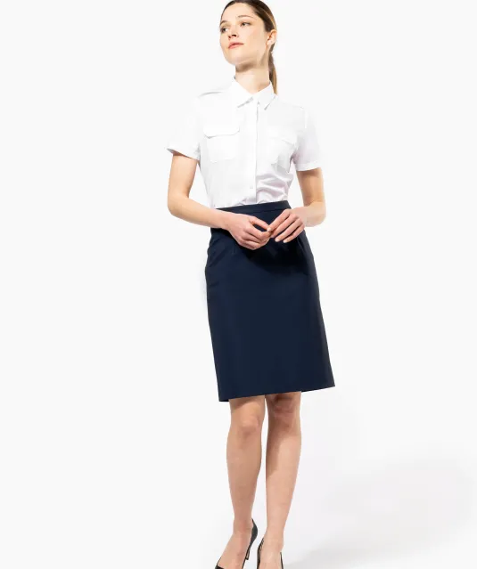 K504 - Damespilootoverhemd korte mouwen White