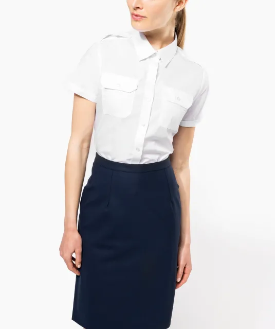 K504 - Damespilootoverhemd korte mouwen White