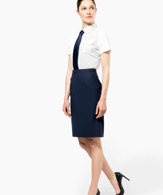 K504 - Damespilootoverhemd korte mouwen White