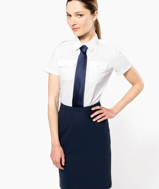 K504 - Damespilootoverhemd korte mouwen White