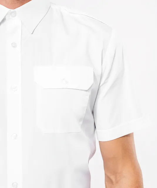K503 - Herenpilootoverhemd korte mouwen White