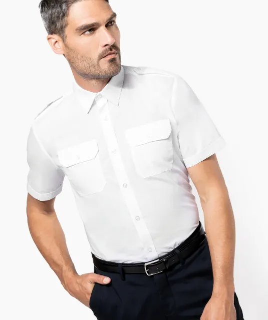 K503 - Herenpilootoverhemd korte mouwen White