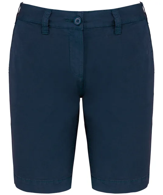 K753 - Damesbermuda met verwassen look Washed Navy