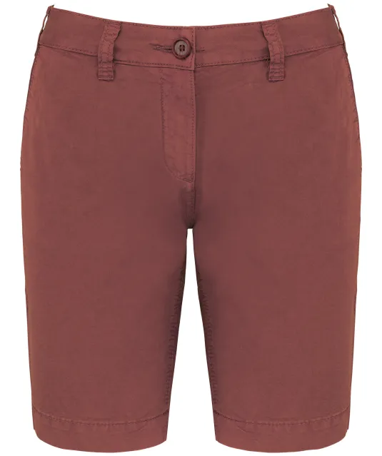 K753 - Damesbermuda met verwassen look Washed Marsala
