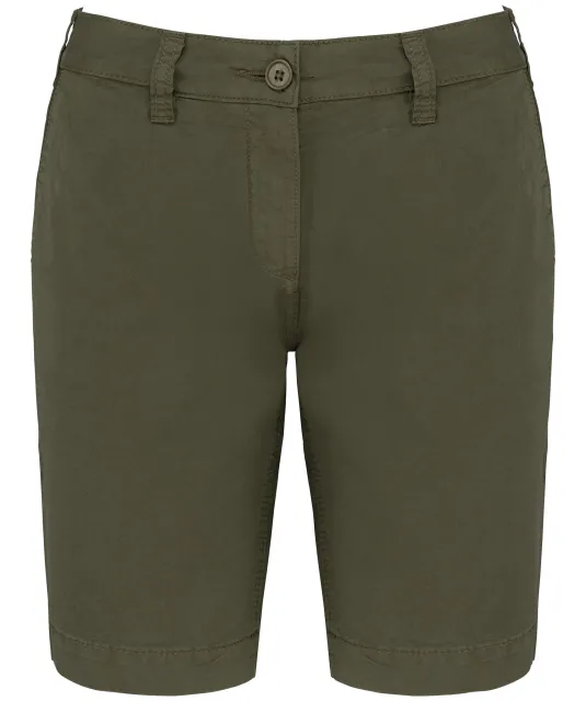 K753 - Damesbermuda met verwassen look Washed Light Khaki